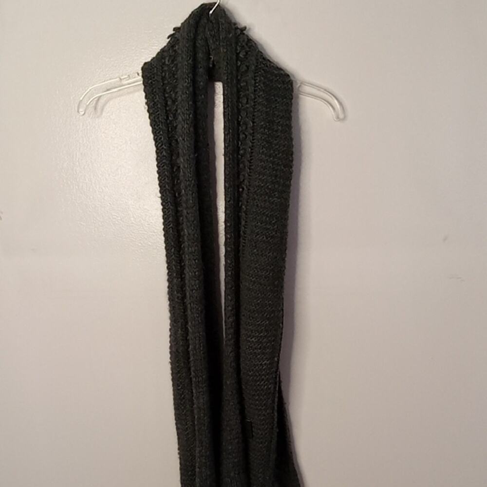Armani Exchange Women's Knitted Cozy Dark Gray Knit Scarf. Warm